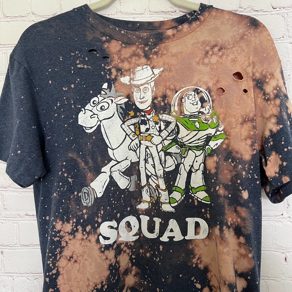 Toy Story SQUAD Unisex Upcycled Reworked Bleached Distressed T-Shirt - Medium - Picture 2 of 6